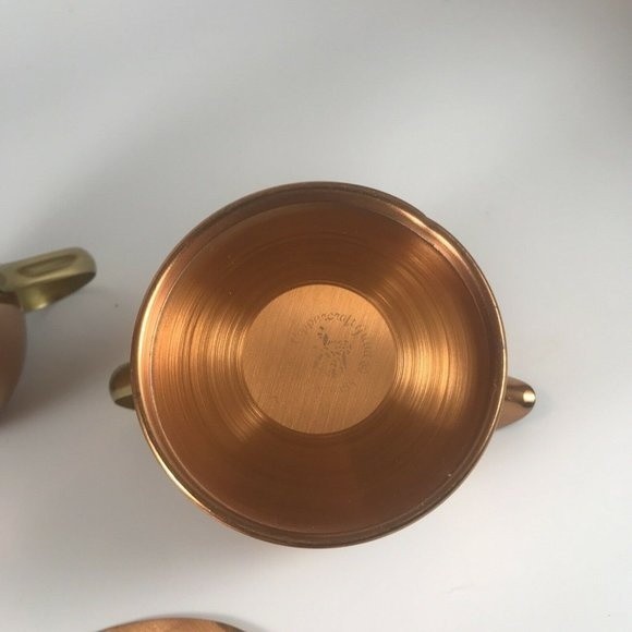 Vintage Copper and Brass Cream Sugar & Tray Set - Coppercraft Guild - Picture 9 of 10